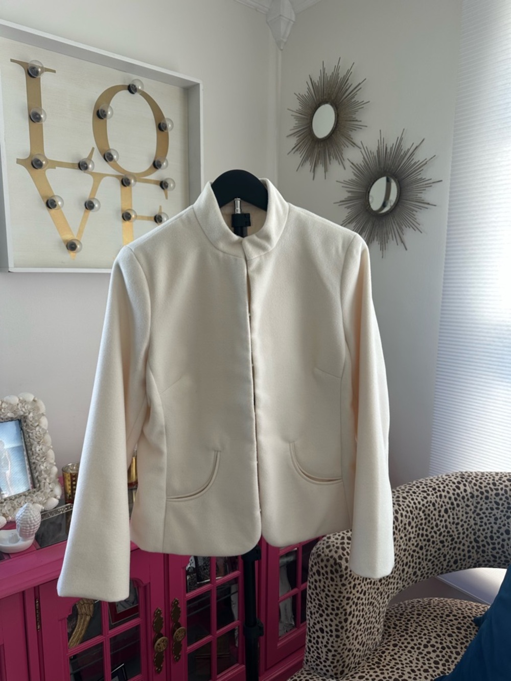 Chico's Cream Stand-Collar Blazer